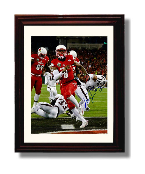 Louisville Football Lamar Jackson Explosive Touchdown Run College Football Wall Art 8x10 Beveled Frame wall art print – College Football decor