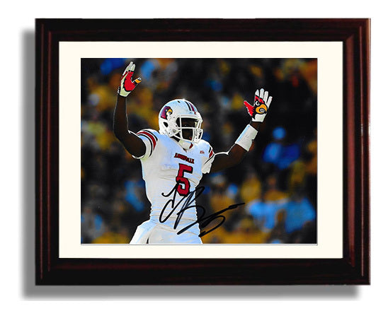 Louisville Football - Teddy Bridgewater Arms Raised Celebration 8x10 Beveled Frame college football wall art