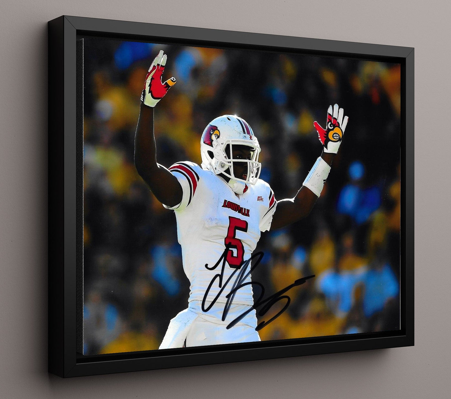 Louisville Football - Teddy Bridgewater Arms Raised Celebration 8x10 Framed Canvas college football wall art