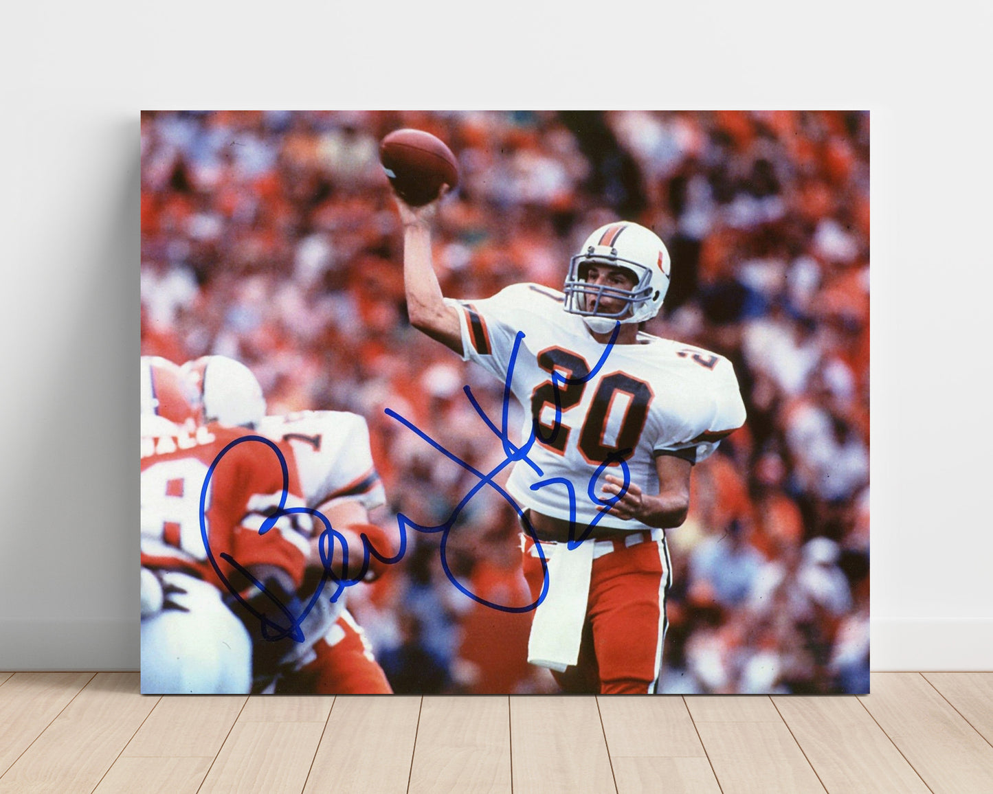 Miami Football Bernie Kosar Classic Dropback Pass College Football Wall Art 16x20 Unframed Print wall art print – College Football decor