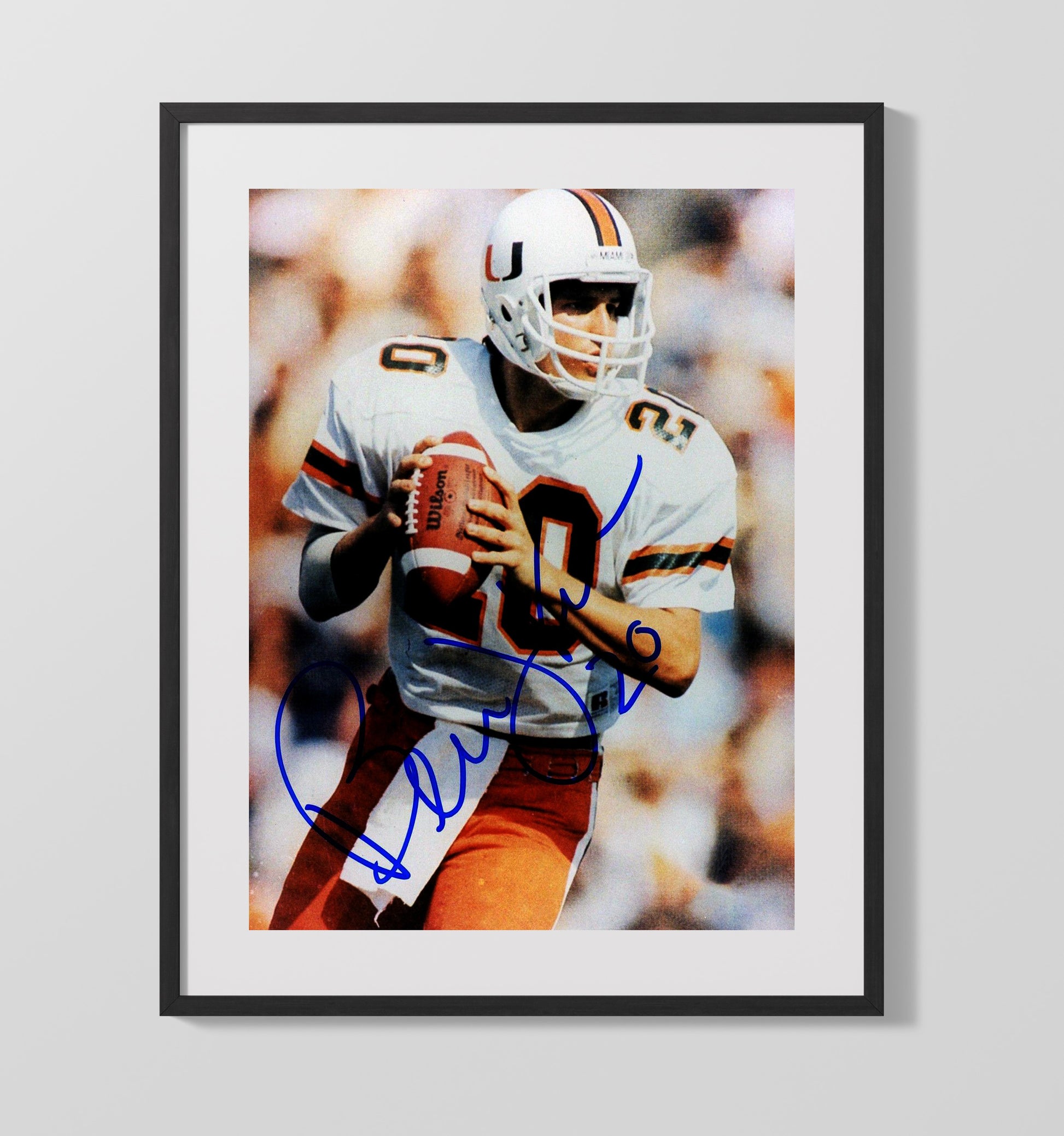Miami Football Bernie Kosar Miami Legend Classic Dropback College Football Wall Art 16x20 Gallery Frame wall art print – College Football decor