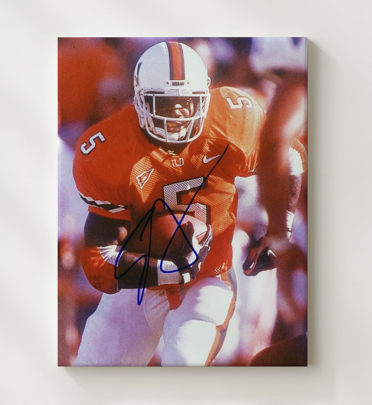 Miami Football - Edgerrin James Miami Legend Explosive Run 8x10 Canvas college football wall art