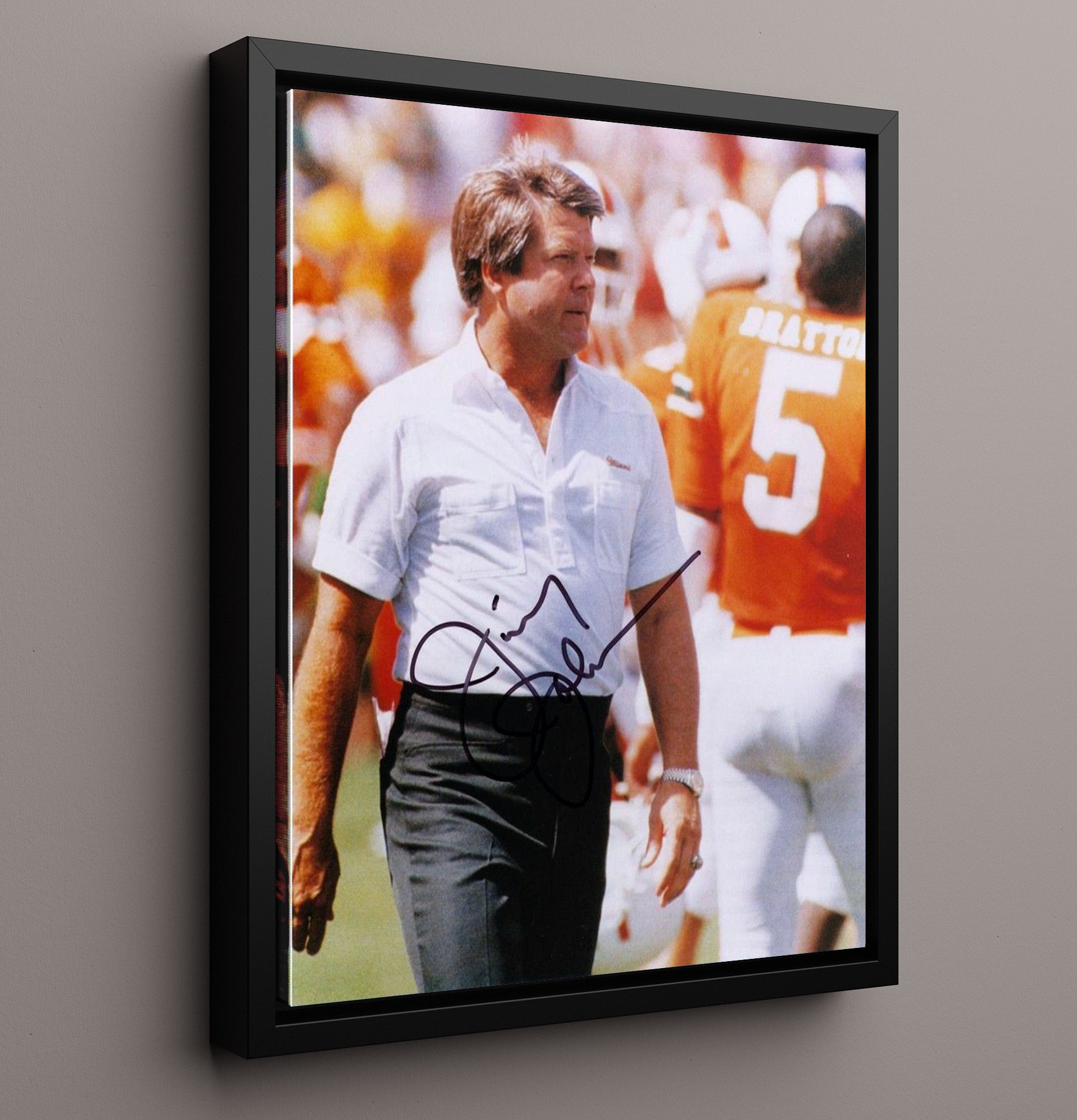 Miami Football Jimmy Johnson Sideline General College Football Wall Art 16x20 Framed Canvas wall art print – College Football decor