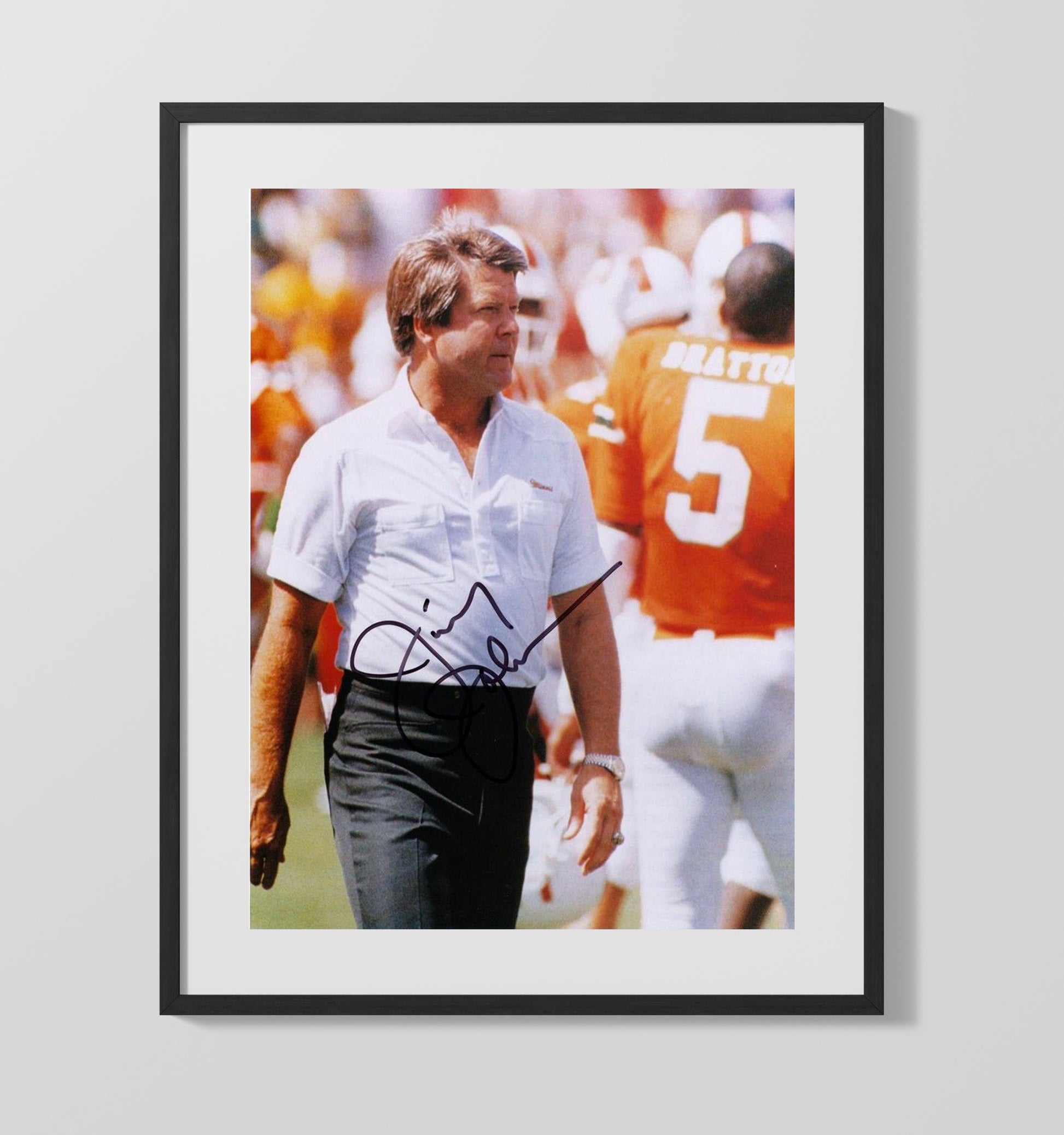 Miami Football Jimmy Johnson Sideline General College Football Wall Art 16x20 Gallery Frame wall art print – College Football decor
