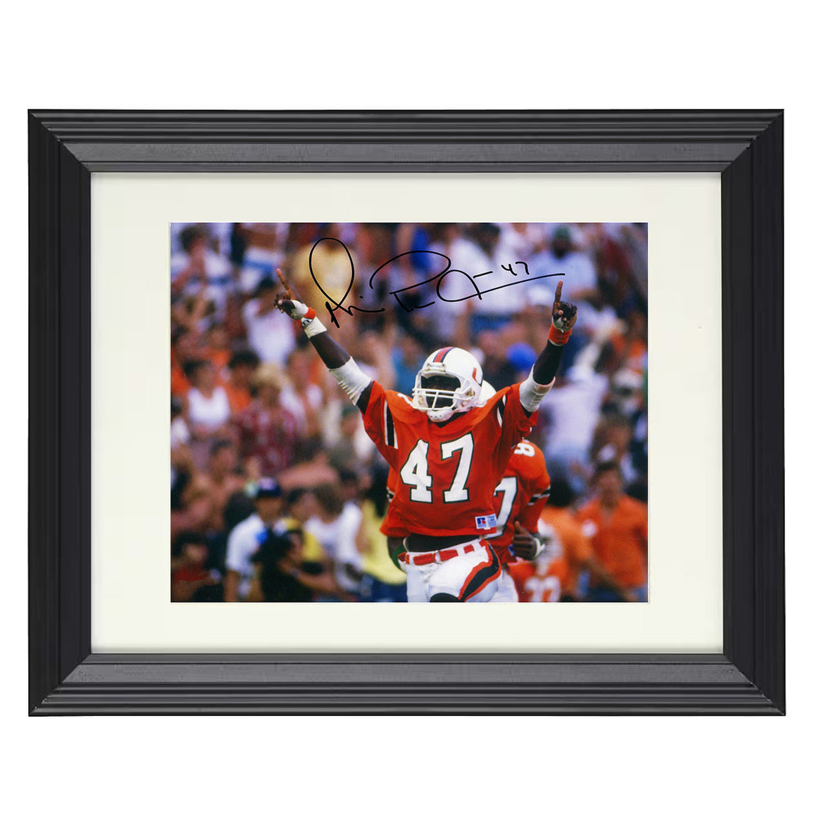 Miami Football - Michael Irvin Touchdown Celebration Arms Raised 8x10 Beveled Frame college football wall art