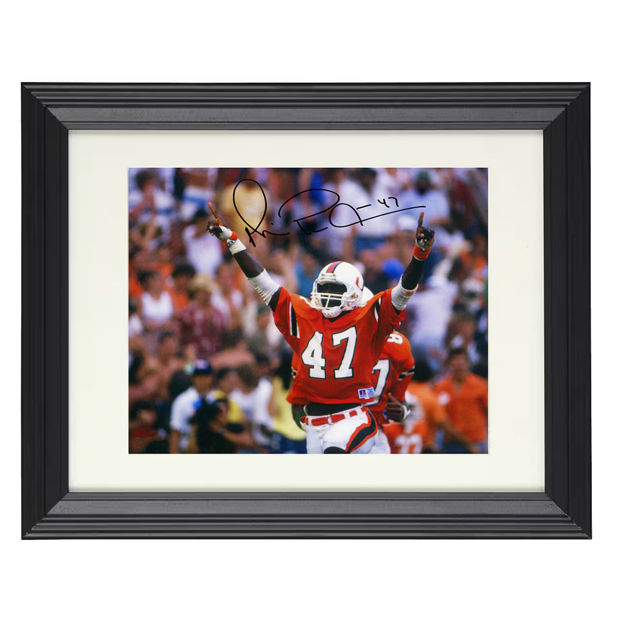 Miami Michael Irvin Touchdown Celebration Arms Raised 8x10 black beveled frame college football wall art