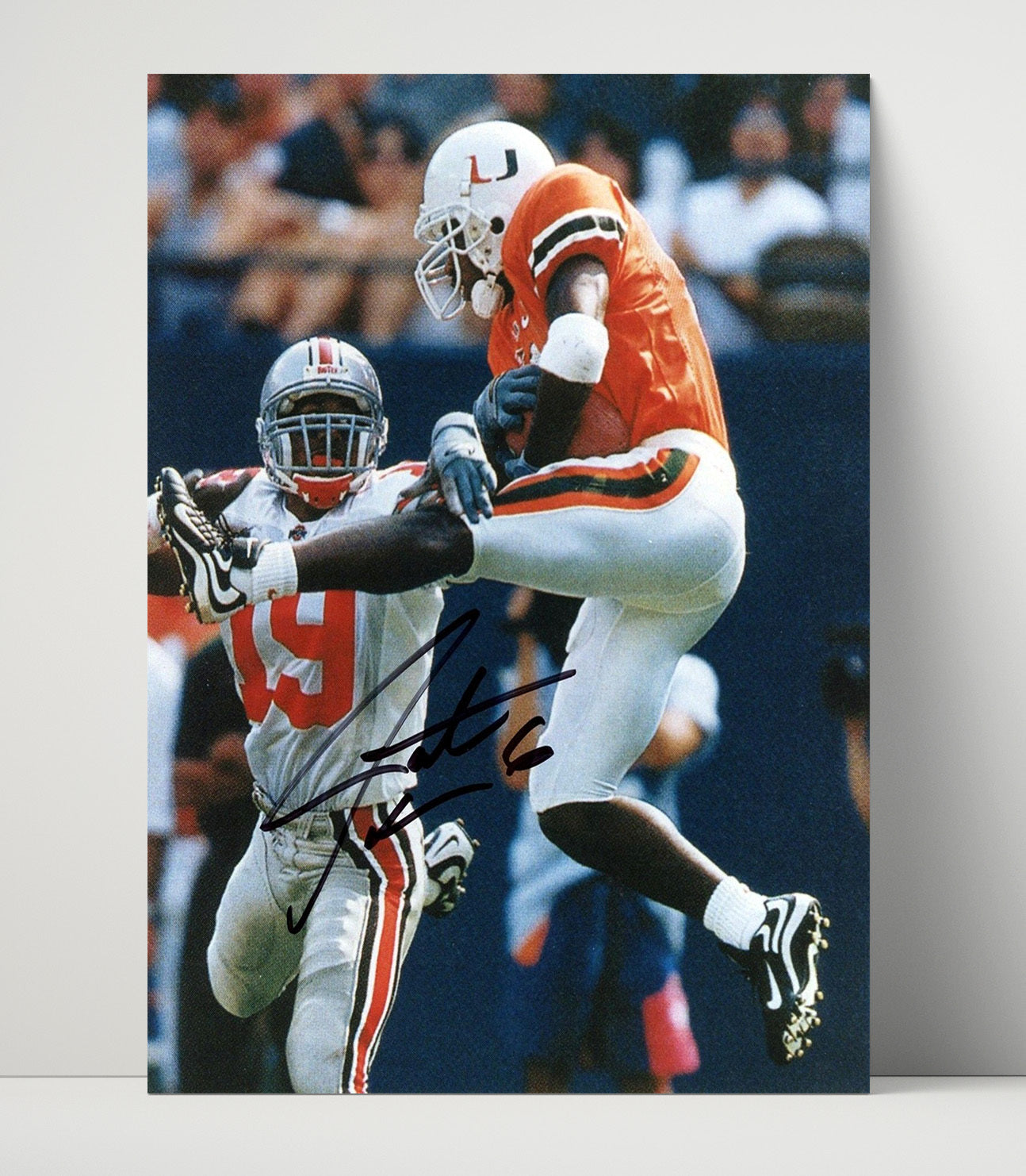 Miami Football Santana Moss Explosive Open Field Move College Football Wall Art 16x20 Unframed Print wall art print – College Football decor