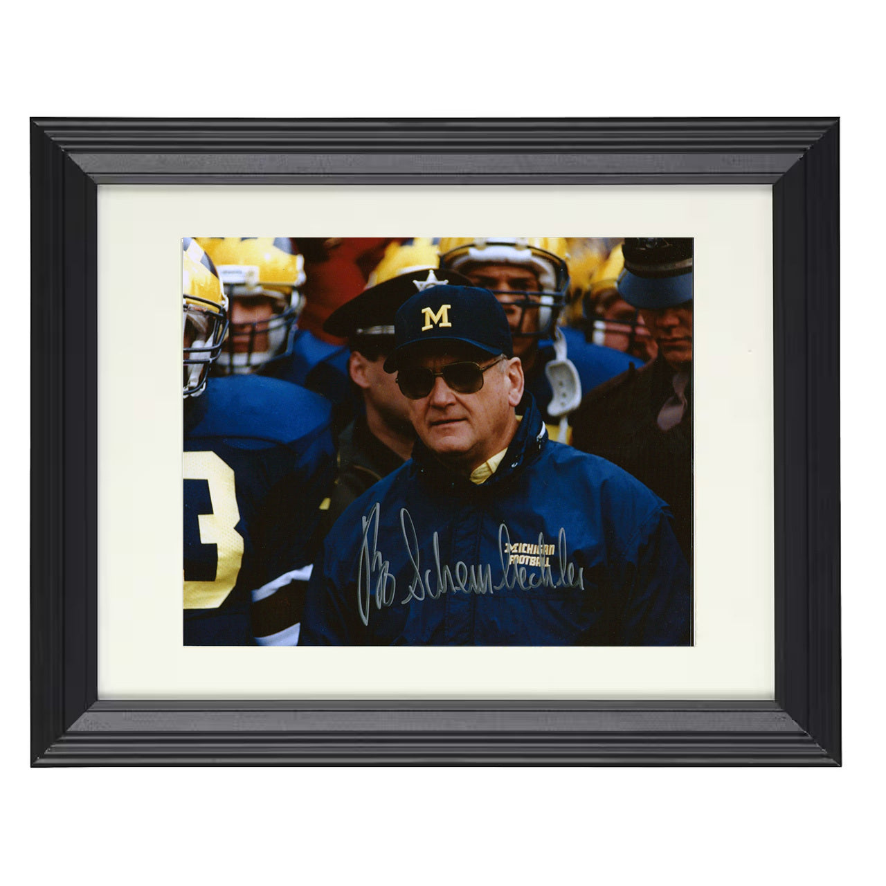 Michigan Bo Schembechler Sideline Leadership Portrait 8x10 black beveled frame college football wall art