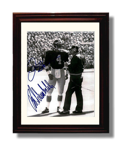 Michigan Football Bo Schembechler and Harbaugh Sideline Legends College Football Wall Art 8x10 Beveled Frame wall art print – College Football decor