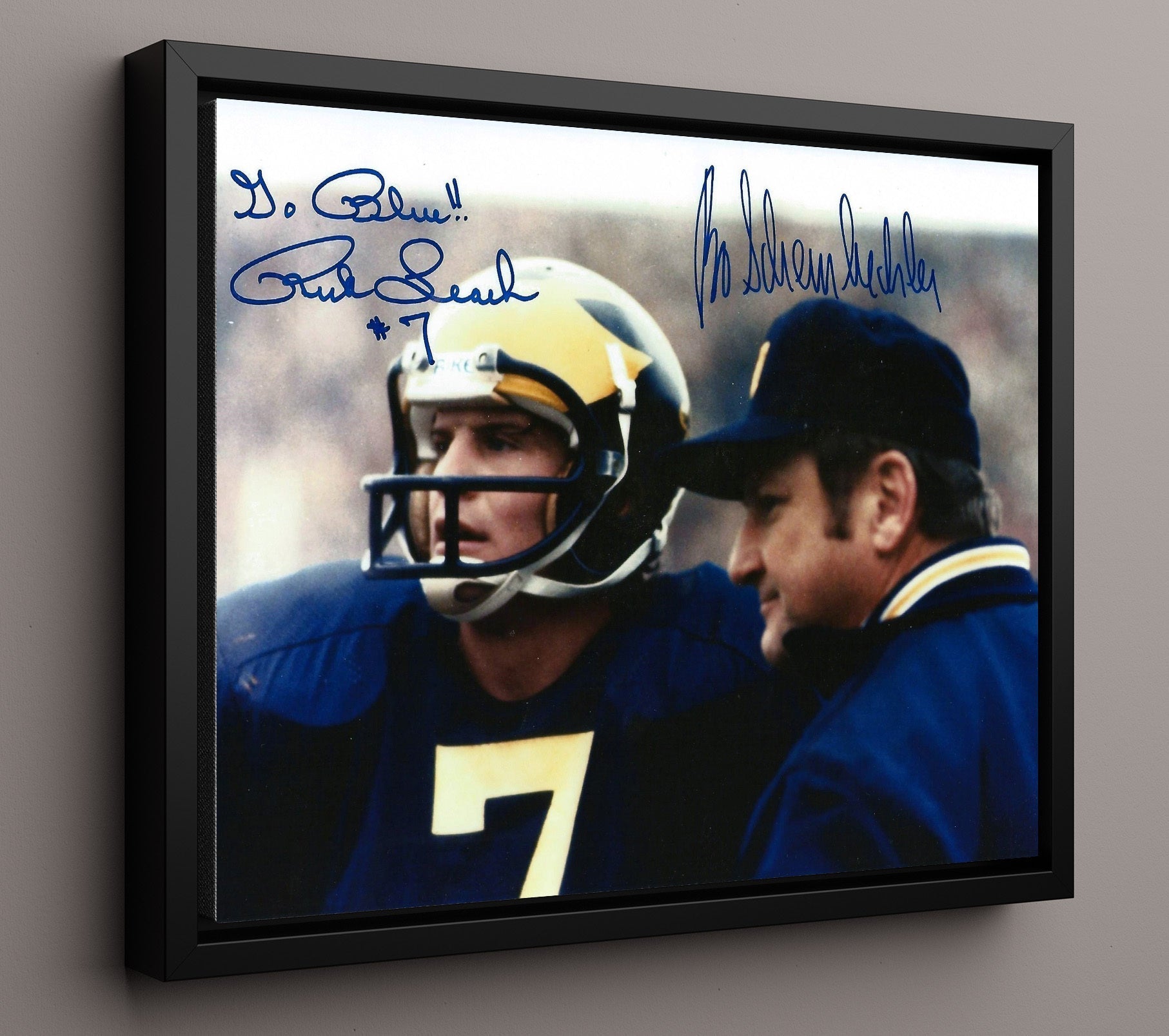 Michigan Football - Bo Schembechler and Rick Leach Sideline Duo 8x10 Framed Canvas college football wall art