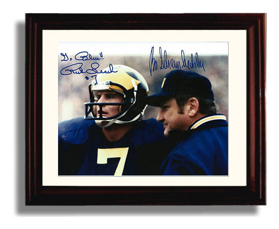 Michigan Football Bo Schembechler and Rick Leach Sideline Duo College Football Wall Art 8x10 Beveled Frame wall art print – College Football decor