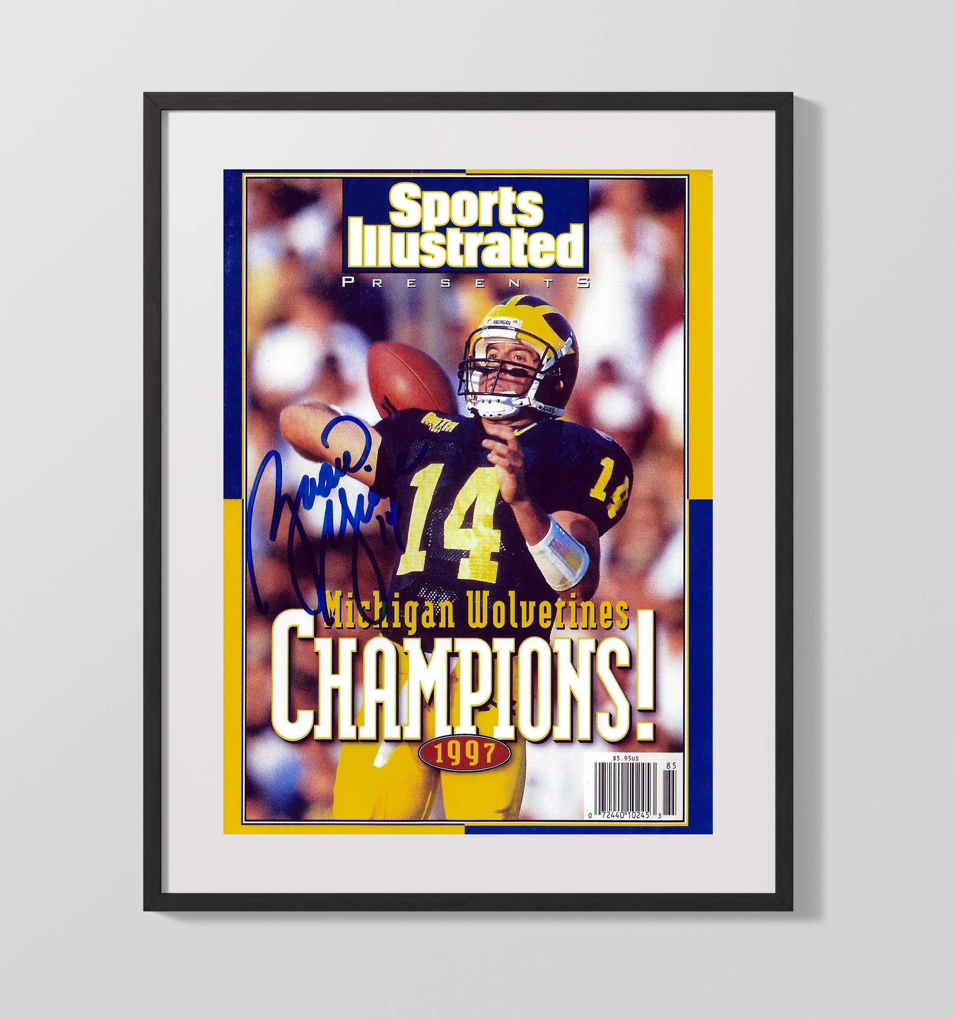 Michigan Football Brian Griese 1997 National Champions SI Cover College Football Wall Art 16x20 Gallery Frame wall art print – College Football decor
