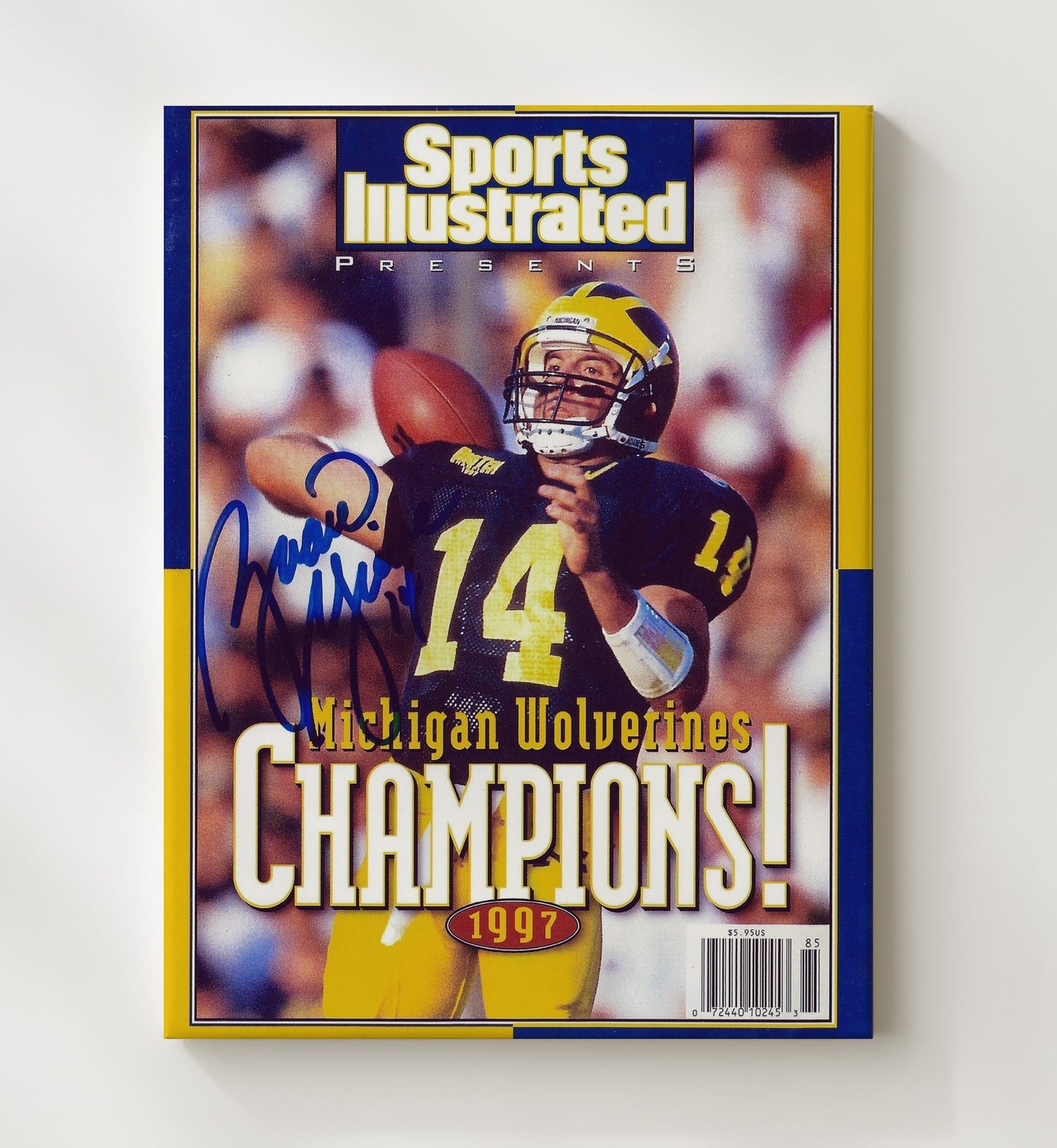 Michigan Football - Brian Griese 1997 National Champions SI Cover 8x10 Canvas college football wall art