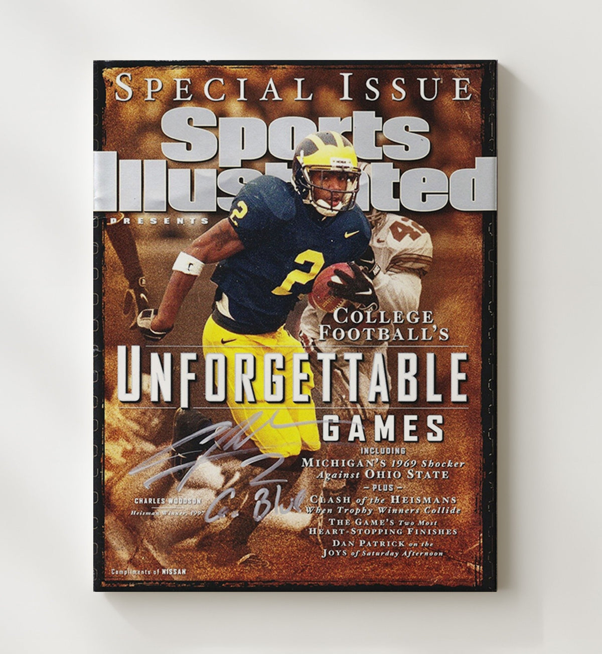 Michigan Football - Charles Woodson Heisman Legend SI Cover 8x10 Canvas college football wall art