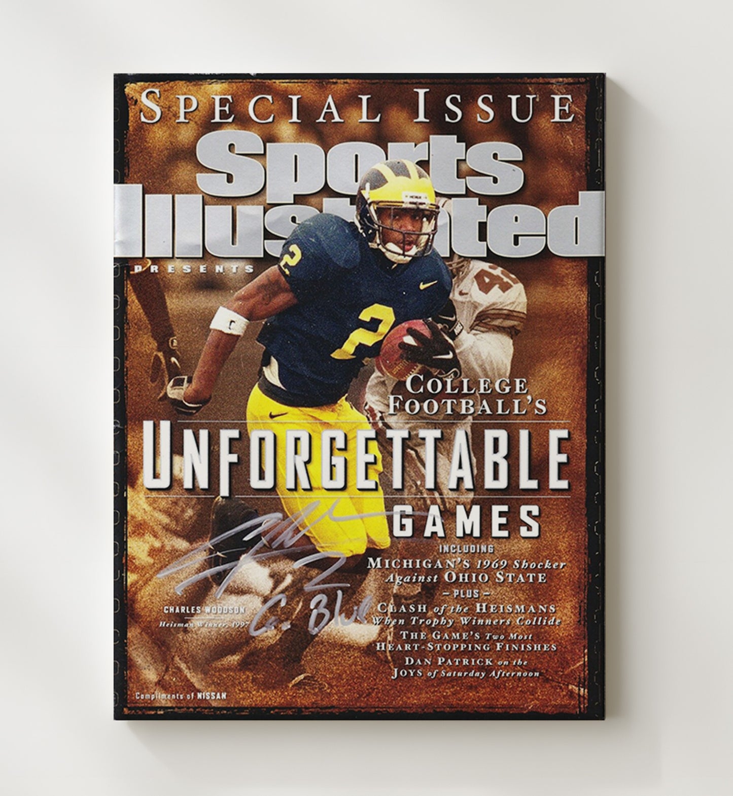 Michigan Football Charles Woodson Heisman Legend SI Cover College Football Wall Art 20x24 Canvas wall art print – College Football decor