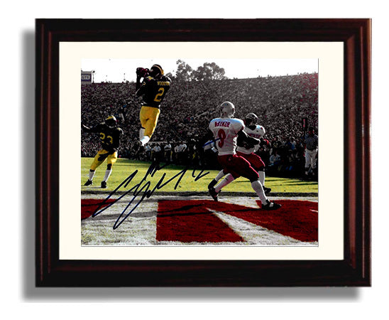 Michigan Football - Charles Woodson Leaping Interception Heisman Moment 8x10 Beveled Frame college football wall art
