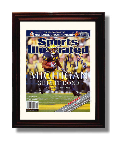 Michigan Football Chris Perry Breakaway Run SI Cover 2003 College Football Wall Art 8x10 Beveled Frame wall art print – College Football decor