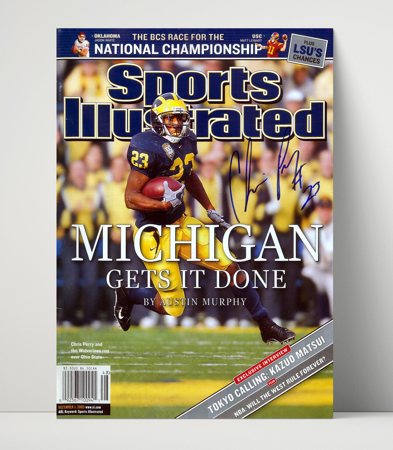 Michigan Football Chris Perry Breakaway Run SI Cover 2003 College Football Wall Art 16x20 Unframed Print wall art print – College Football decor
