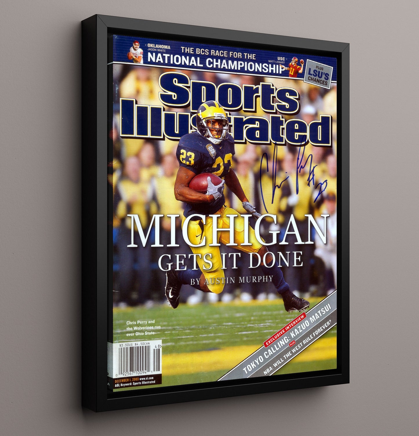 Michigan Football - Chris Perry Breakaway Run SI Cover 2003 8x10 Framed Canvas college football wall art