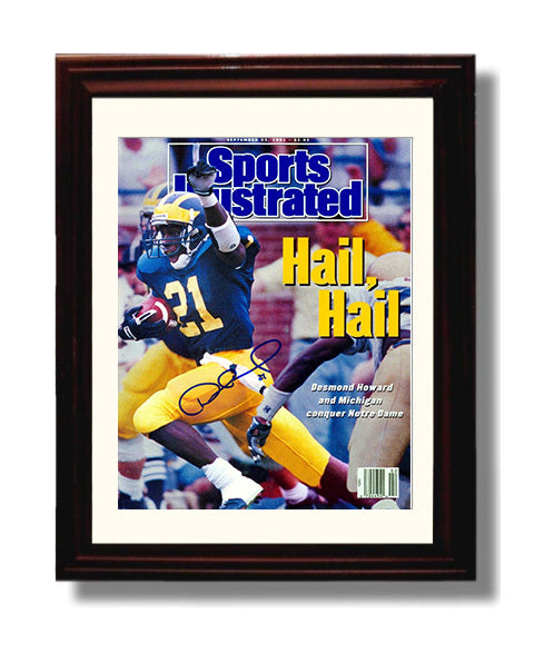 Michigan Football Desmond Howard Heisman Run Hail Hail SI Cover College Football Wall Art 8x10 Beveled Frame wall art print – College Football decor