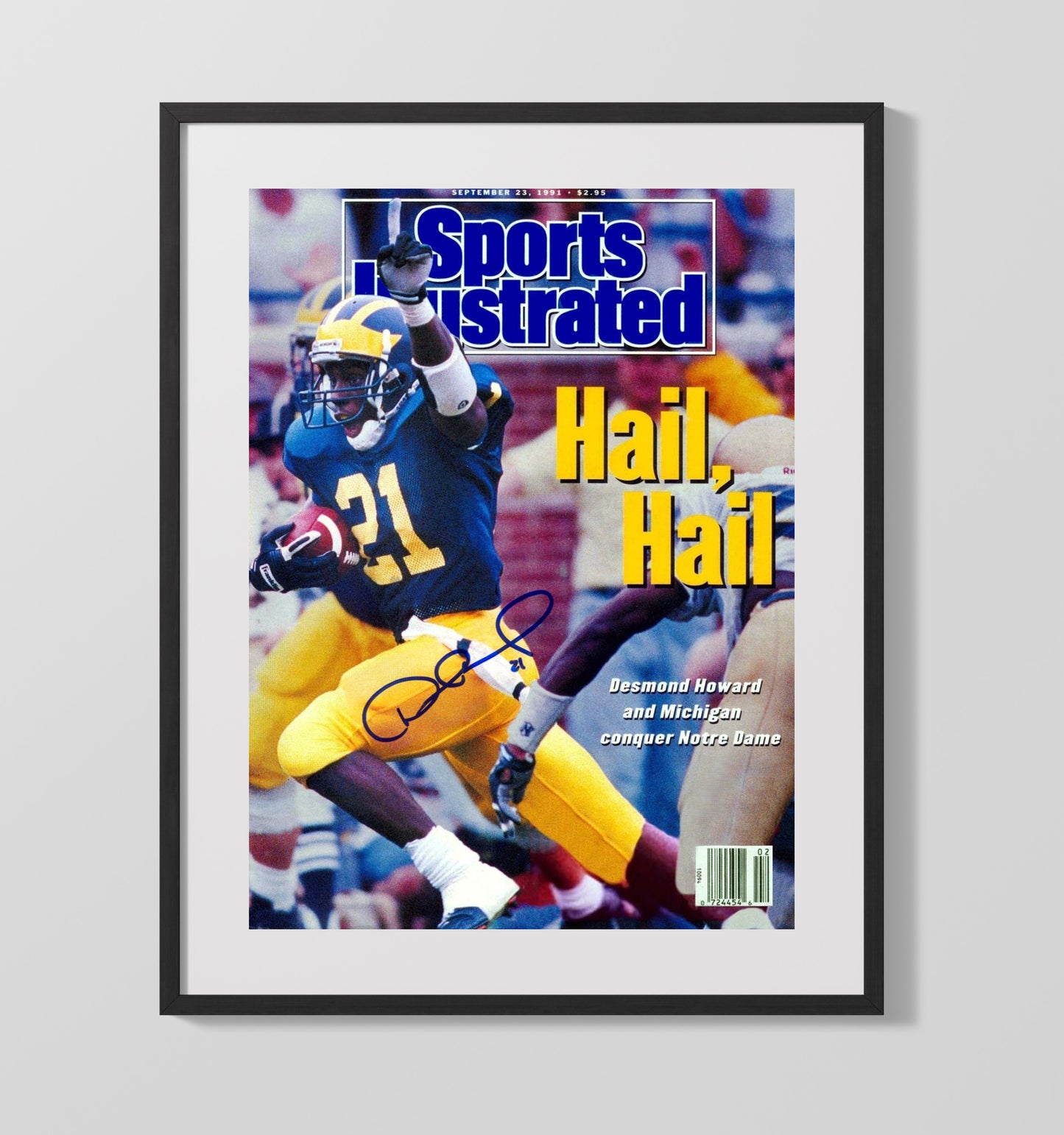 Michigan Football Desmond Howard Heisman Run Hail Hail SI Cover College Football Wall Art 16x20 Gallery Frame wall art print – College Football decor