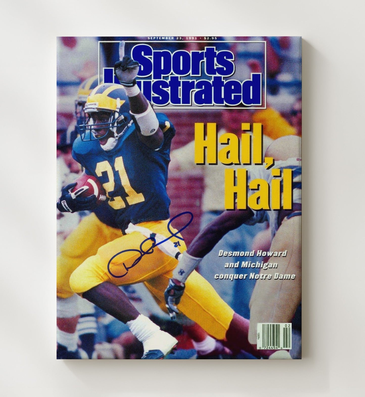 Michigan Football - Desmond Howard Heisman Run Hail Hail SI Cover 8x10 Canvas college football wall art