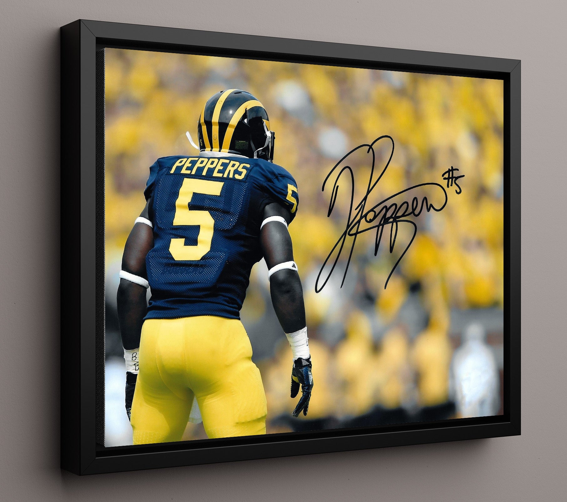 Michigan Football Jabrill Peppers Wolverine Versatility College Football Wall Art 16x20 Framed Canvas wall art print – College Football decor