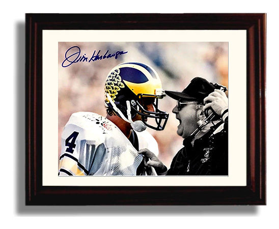 Michigan Football Jim Harbaugh Bo Schembechler SidelineOld School Fire College Football Wall 8x10 Beveled Frame wall art print – College Football decor