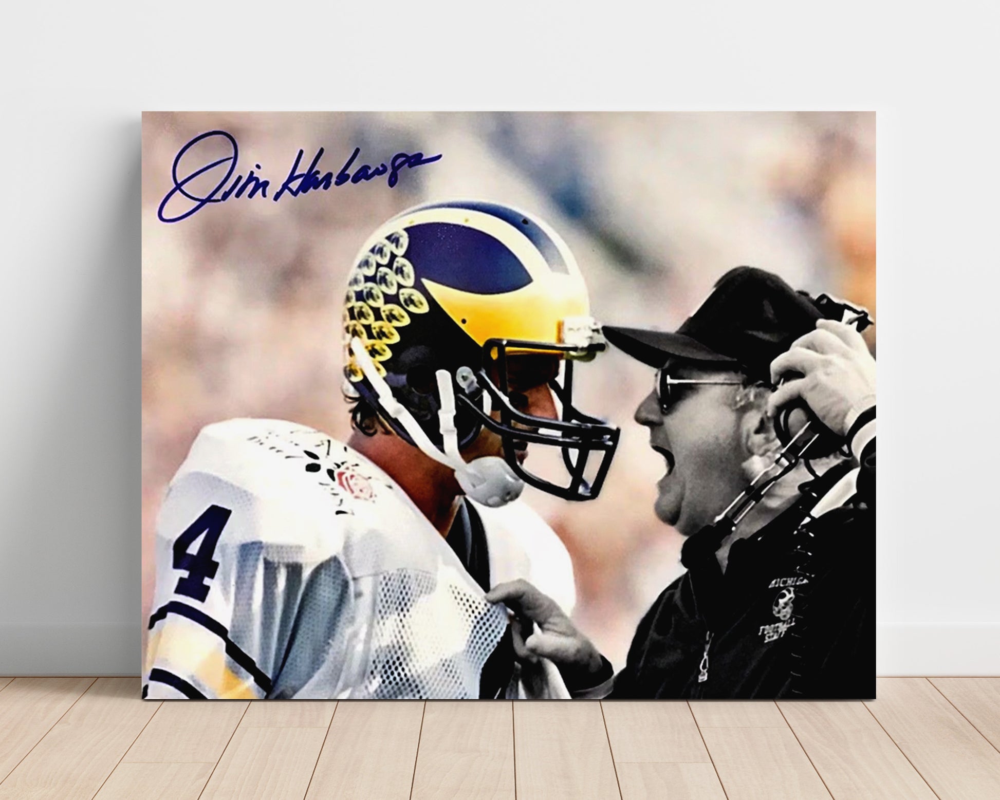 Michigan Football - Jim Harbaugh Bo Schembechler SidelineOld School Fire 8x10 Unframed Print college football wall art