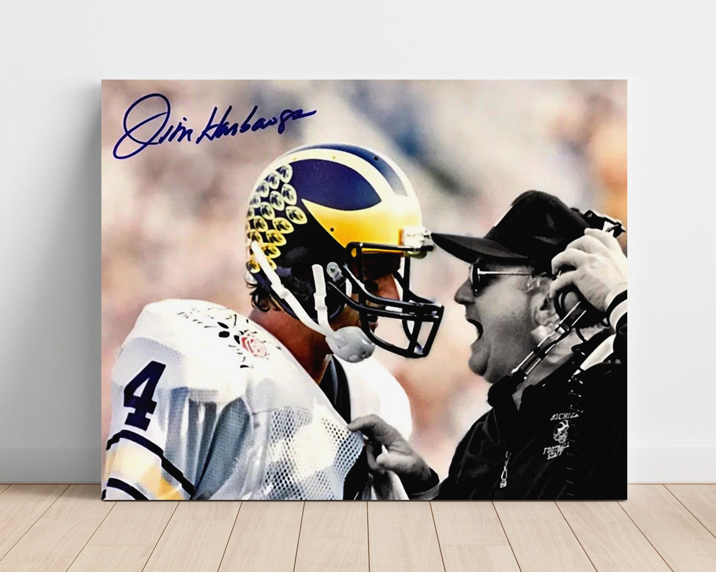 Michigan Football - Jim Harbaugh Bo Schembechler SidelineOld School Fire 8x10 Unframed Print college football wall art