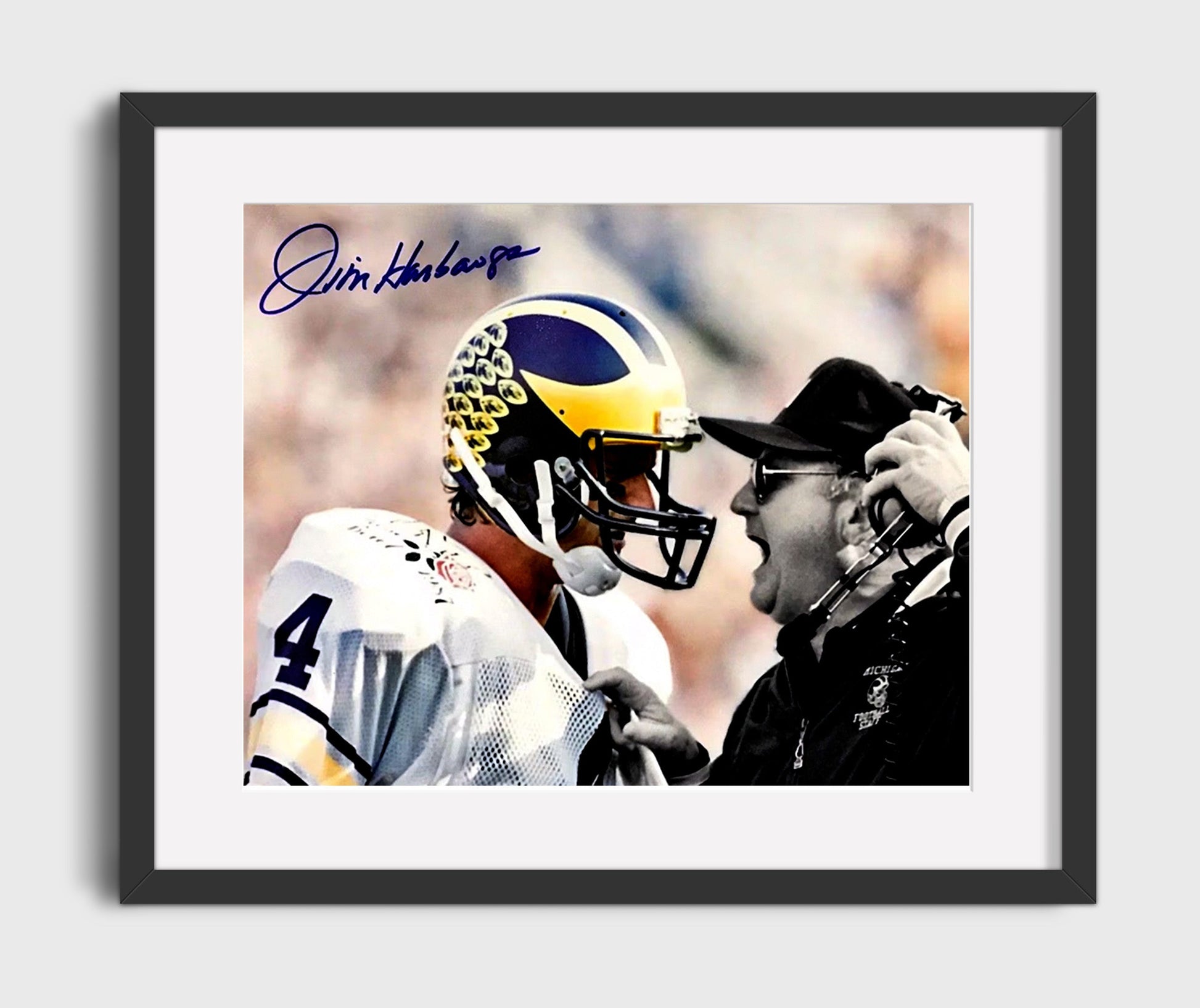 Michigan Football - Jim Harbaugh Bo Schembechler SidelineOld School Fire 8x10 Gallery Frame college football wall art