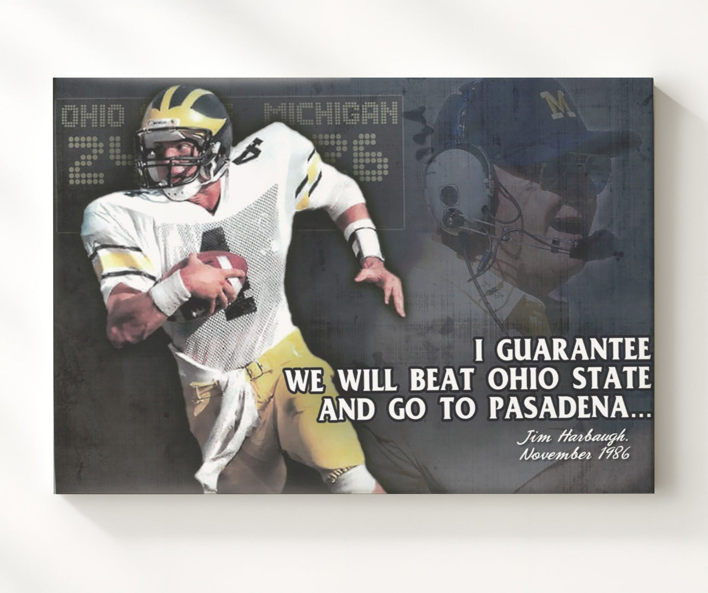 Michigan Football - Jim Harbaugh GuaranteePasadena Promise 8x10 Canvas college football wall art