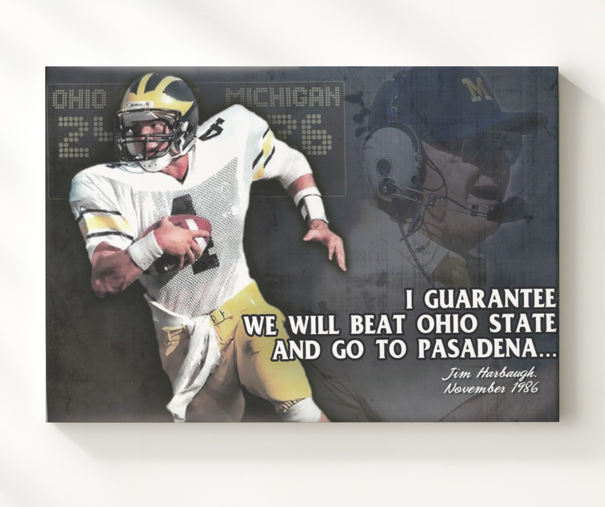 Michigan Football - Jim Harbaugh GuaranteePasadena Promise 8x10 Canvas college football wall art
