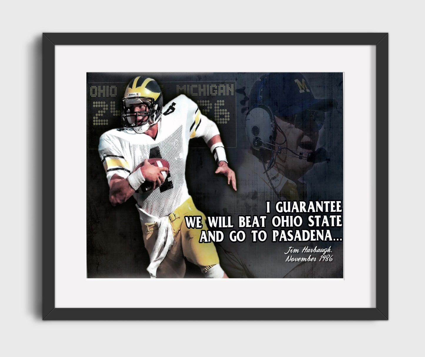 Michigan Football - Jim Harbaugh GuaranteePasadena Promise 8x10 Gallery Frame college football wall art