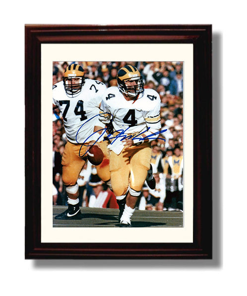 Michigan Football Jim Harbaugh QB Leadership Run College Football Wall Art 8x10 Beveled Frame wall art print – College Football decor