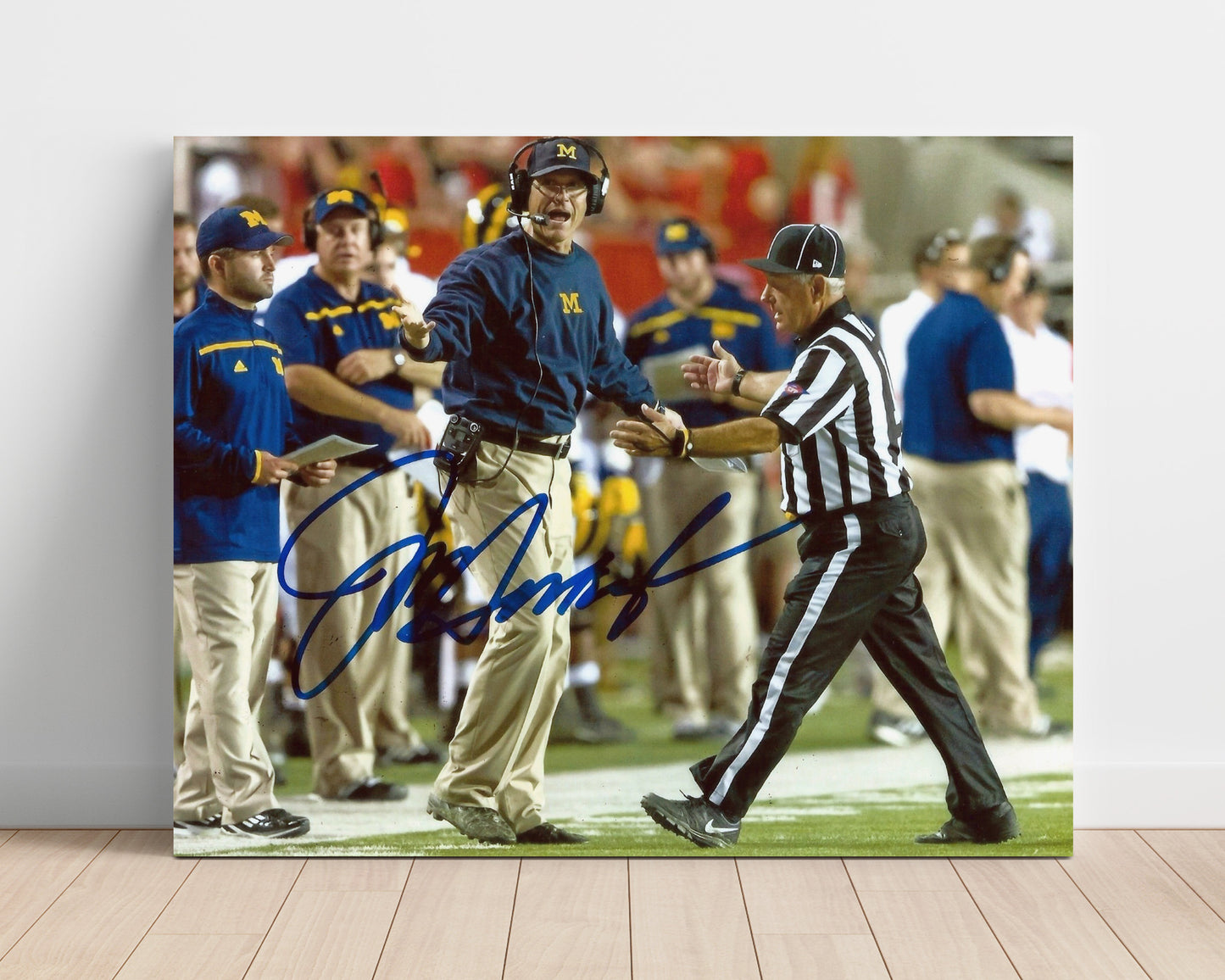 Michigan Football Jim Harbaugh Sideline InfractionRef Rage College Football Wall Art 16x20 Unframed Print wall art print – College Football decor