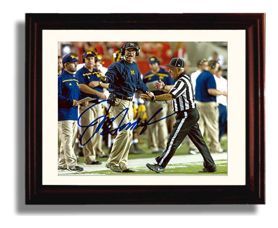 Michigan Football Jim Harbaugh Sideline InfractionRef Rage College Football Wall Art 8x10 Beveled Frame wall art print – College Football decor