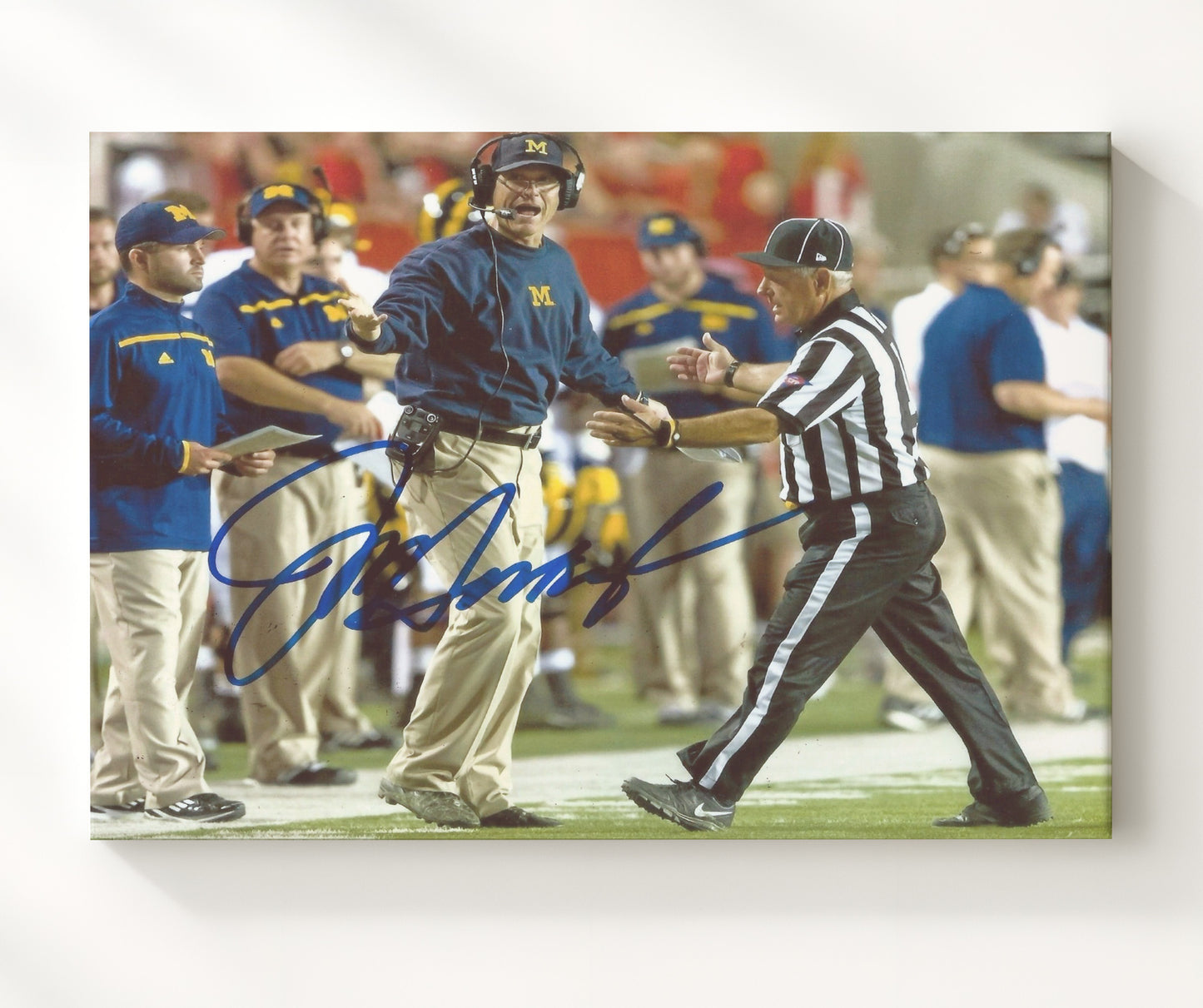 Michigan Football Jim Harbaugh Sideline InfractionRef Rage College Football Wall Art 20x24 Canvas wall art print – College Football decor