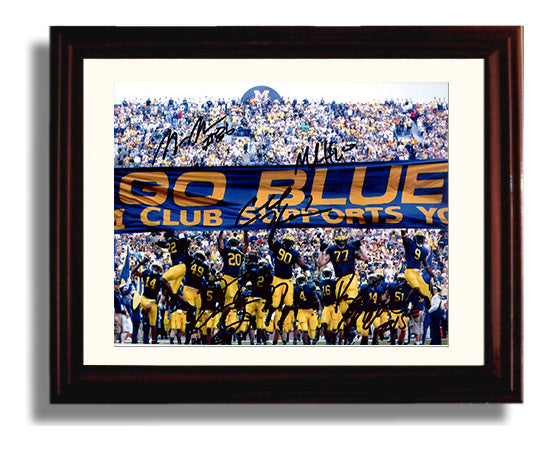 Michigan Football Michigan Team Go Blue Banner College Football Wall Art 8x10 Beveled Frame wall art print – College Football decor