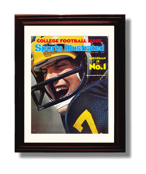 Michigan Football Rick Leach Quarterback Close-Up No 1 Ranking 1976 SI College Football Wall 8x10 Beveled Frame wall art print – College Football decor