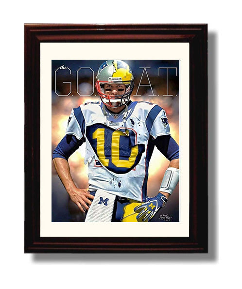 Michigan Football - Tom Brady Early Career Throwback 8x10 Beveled Frame college football wall art