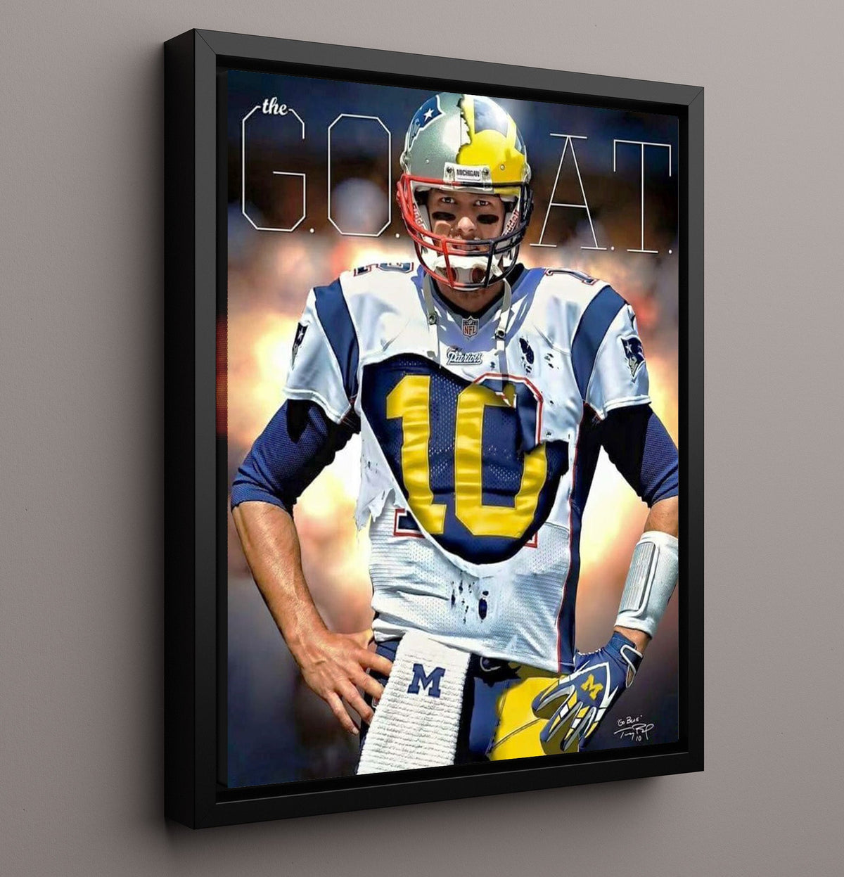 Michigan Football - Tom Brady Early Career Throwback 8x10 Framed Canvas college football wall art