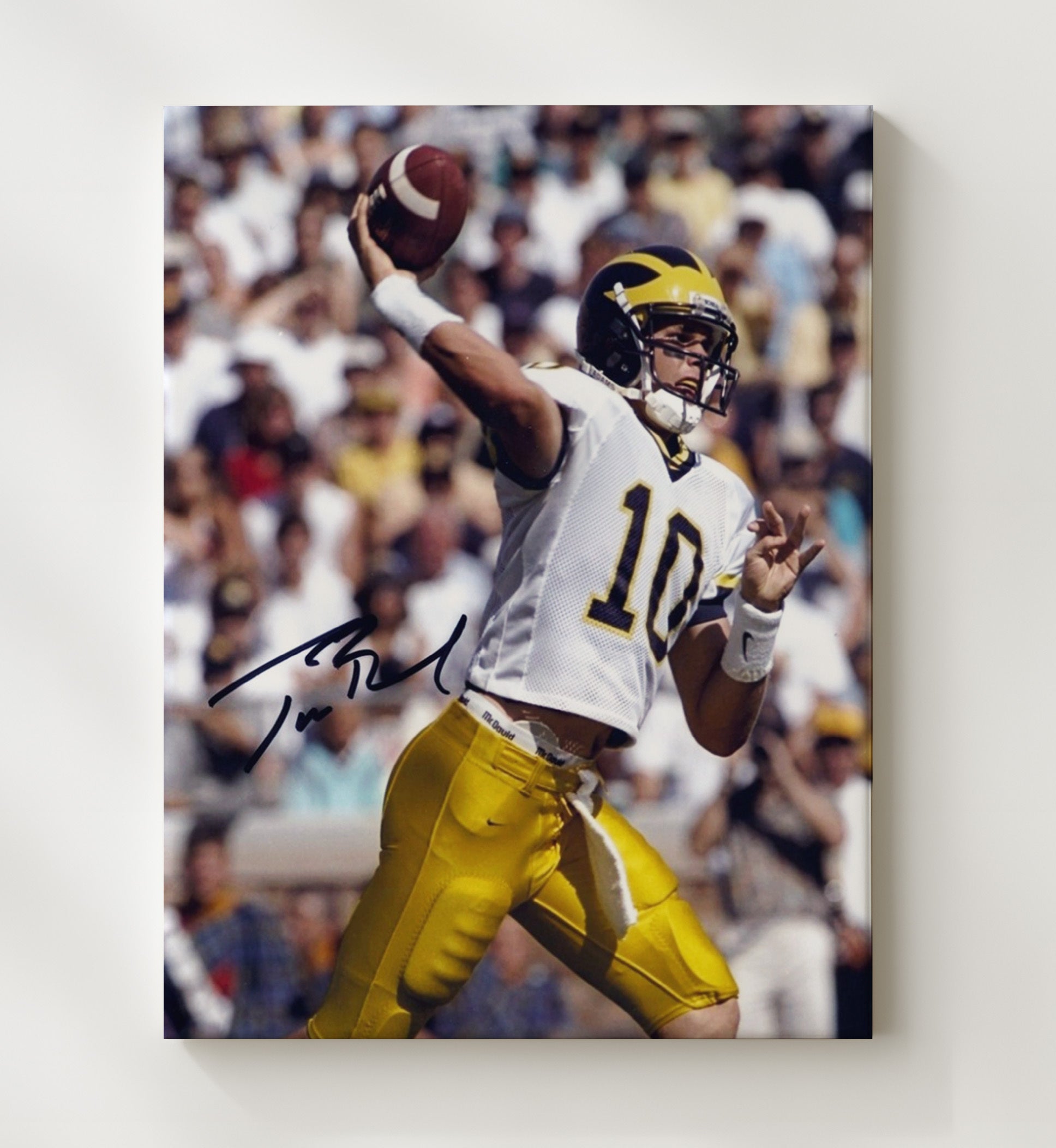 Michigan Football Tom Brady Pocket Passing Form College Football Wall Art 20x24 Canvas wall art print – College Football decor