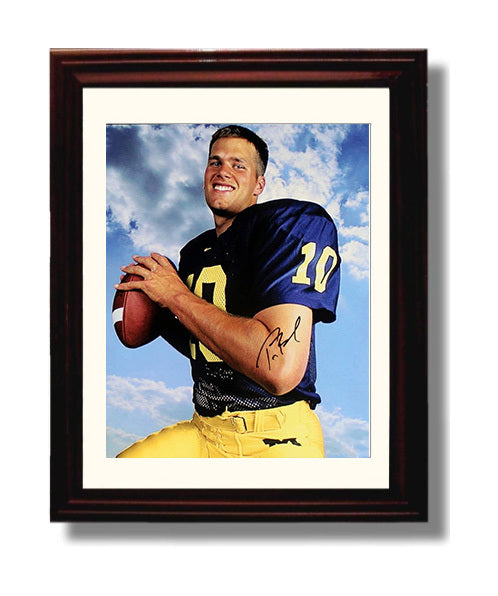 Michigan Football Tom Brady Wolverine Roots Portrait College Football Wall Art 8x10 Beveled Frame wall art print – College Football decor