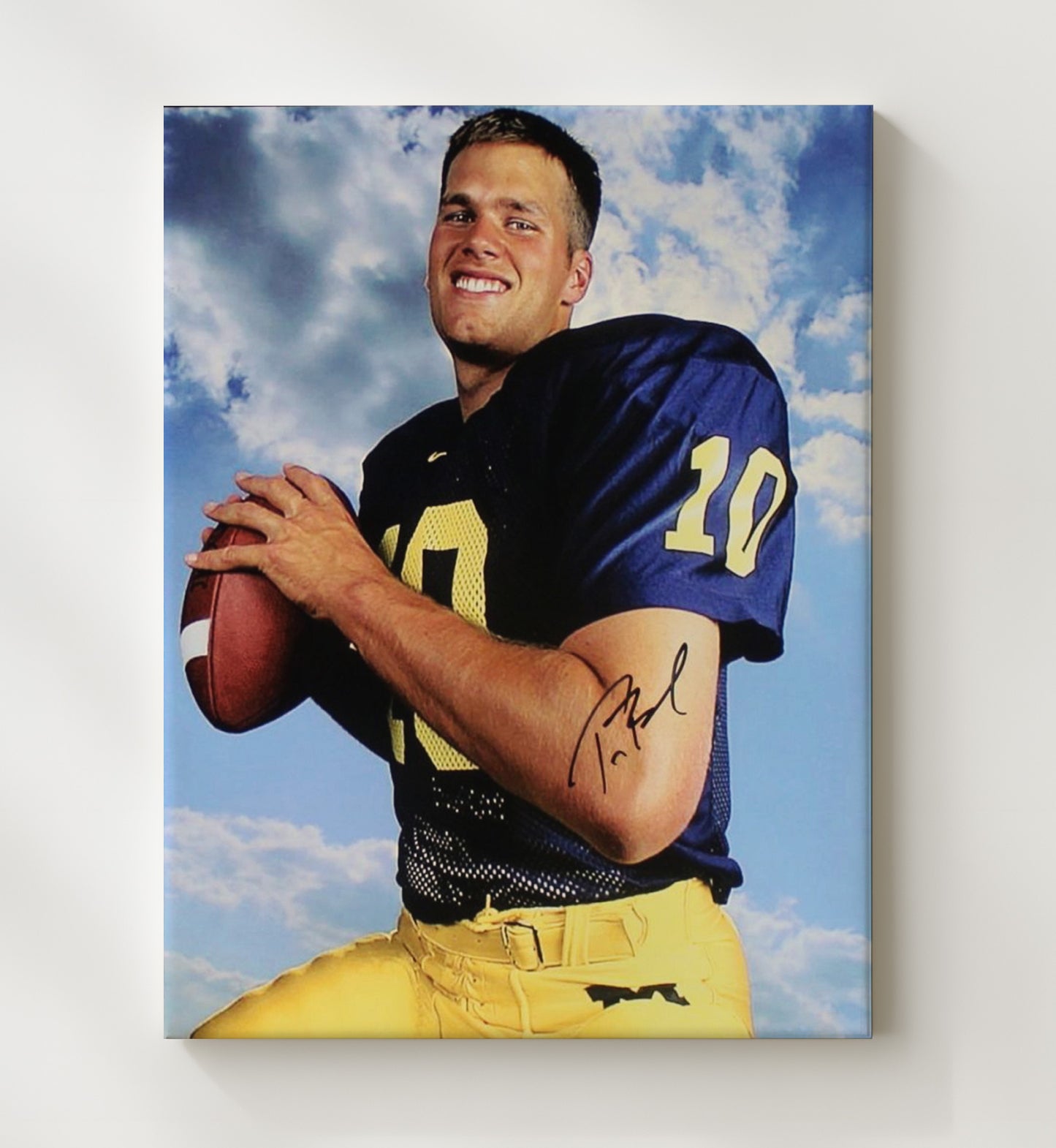 Michigan Football Tom Brady Wolverine Roots Portrait College Football Wall Art 20x24 Canvas wall art print – College Football decor