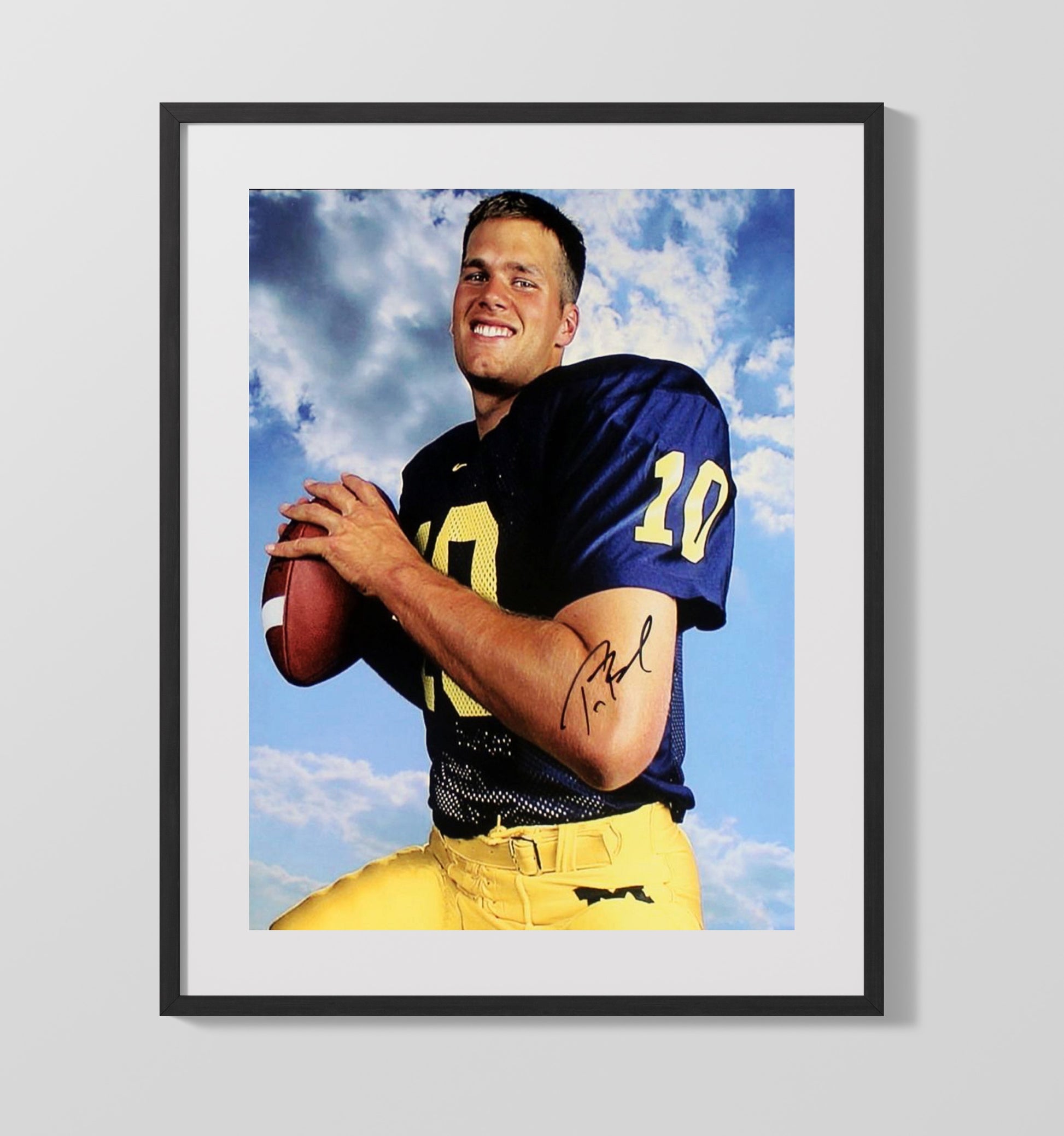 Michigan Football Tom Brady Wolverine Roots Portrait College Football Wall Art 16x20 Gallery Frame wall art print – College Football decor