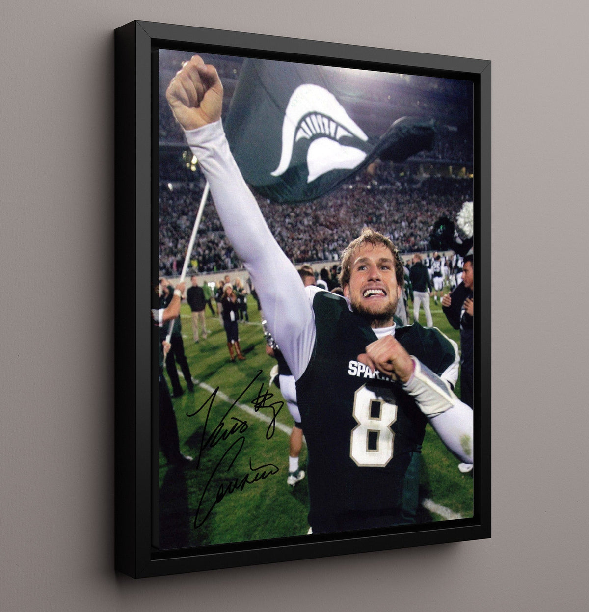 Michigan State - Kirk Cousins Victory Flag Celebration 8x10 Framed Canvas college football wall art