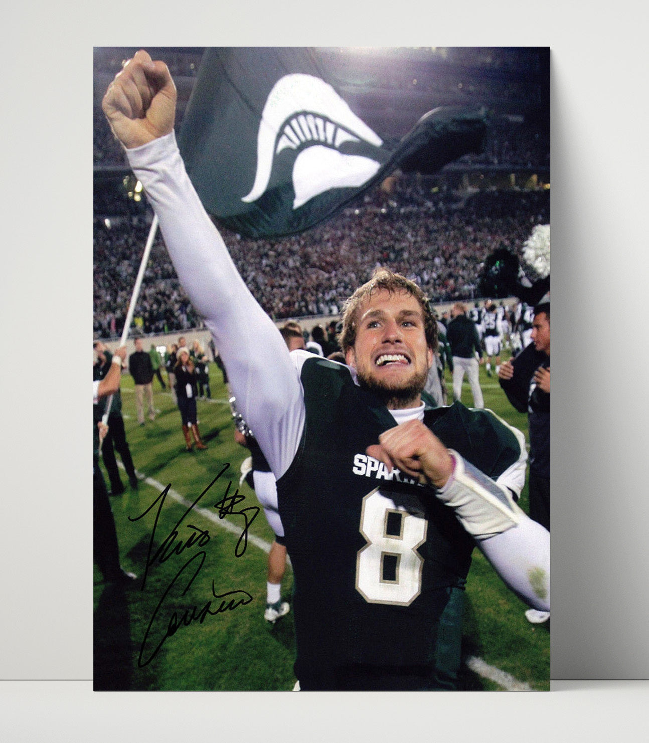 Michigan State - Kirk Cousins Victory Flag Celebration 8x10 Unframed Print college football wall art