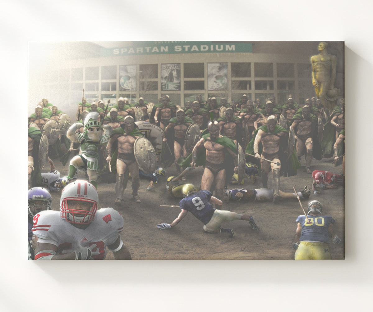 Michigan State - Spartan Stadium Charge 8x10 Canvas college football wall art
