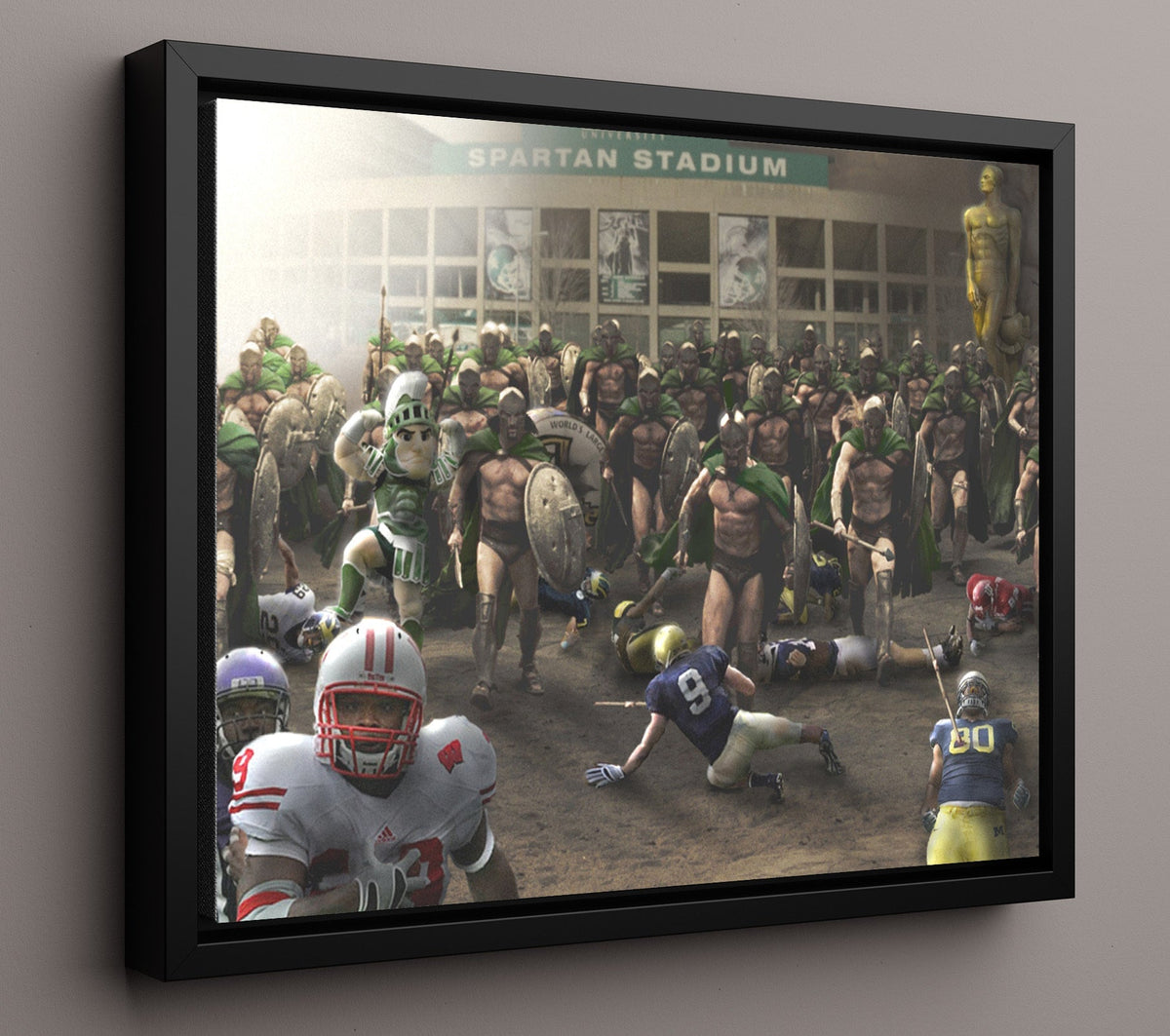 Michigan State - Spartan Stadium Charge 8x10 Framed Canvas college football wall art